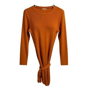 Women's Orange Ribbed Knit Dress